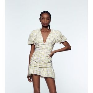Zara Checkered Draped Dress NWT